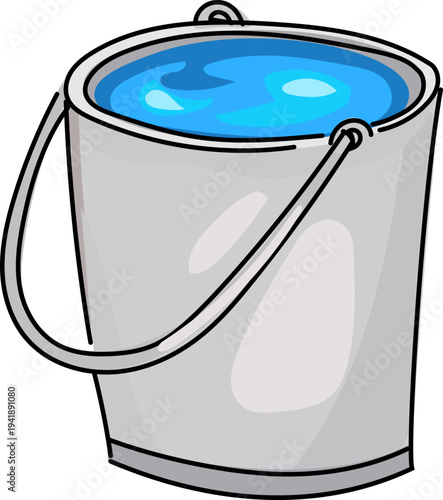 Metal Water Bucket Cartoon Songkran Element