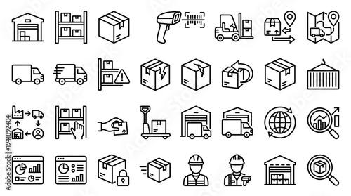 Set of  logistics and shipping icons vector