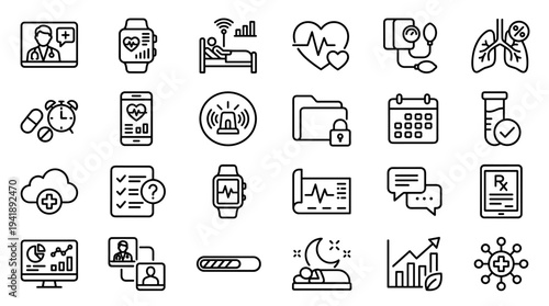 Set of  business and finance line icons vector, including analytics, investment, banking, calendar, chat, report, cloud, goals and growth symbols