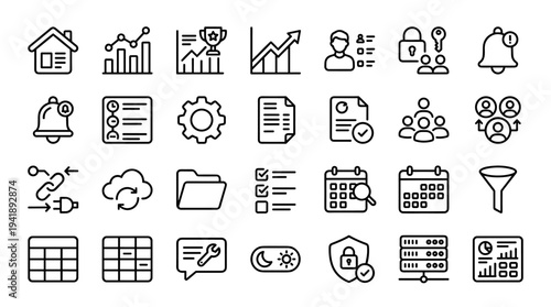 Set of  line style business icons vector