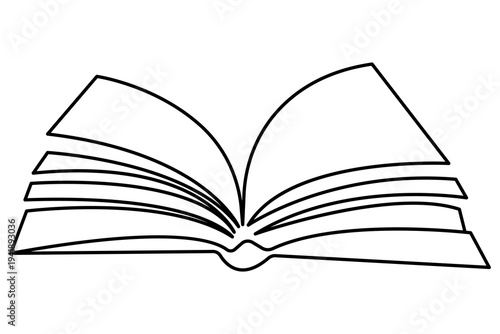 Book icon continuous one line drawing minimalist open book outline vector illustration isolated on white background education reading concept