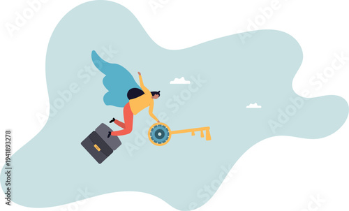 Key success to unlock true potential to win business or career improvement, moving forward for bright future, new opportunity or business direction .human life and situation.