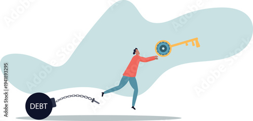 Debt free or freedom for pay off debts, loan or mortgage, solution to solve financial problem, savings or investment to break free,human life and situation.