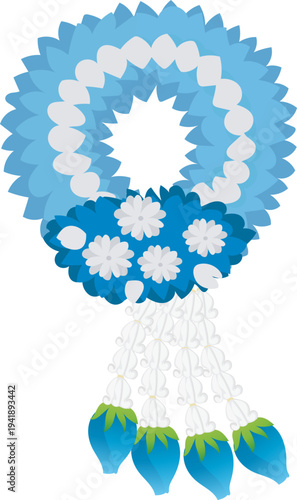 Sky Blue Floral Garland with Tassel Pendant