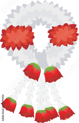 Heart Floral Garland with Red Tassel Drops