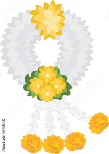 Yellow White Floral Garland Necklace Design