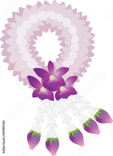 Soft Lilac Floral Garland with Hanging Petals
