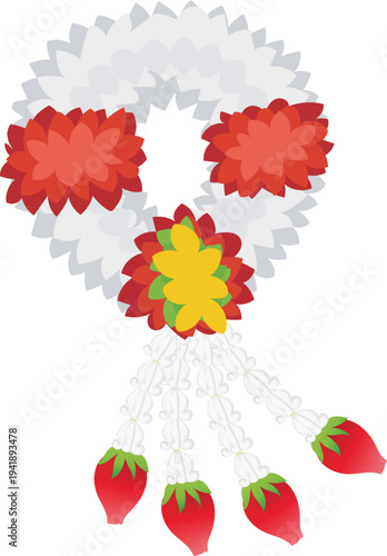 Scarlet Floral Garland with Petal Tassels SVG