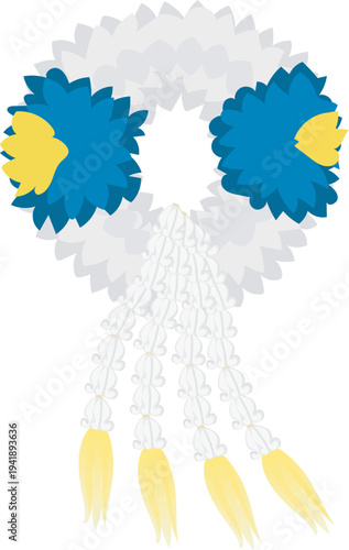 Blue White Floral Garland Necklace Illustration