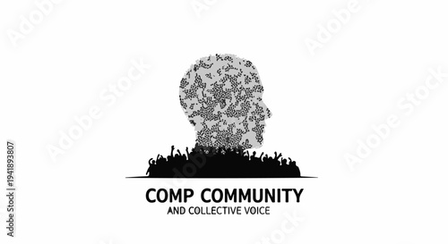 A collective voice emerges from a diverse crowd forming a human head