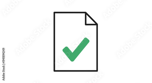 A graphic illustration of a document with a green checkmark