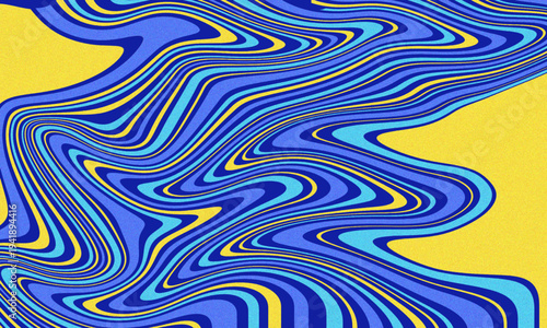 Abstract Background with Swirling Blue and Yellow Lines Creating a Vibrant, Psychedelic Visual Effect