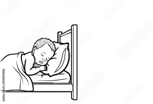 A baby sleeps peacefully on a pillow under a blanket in a crib