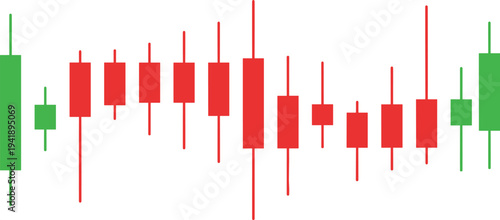 Financial candlestick chart vector illustration showing bullish and bearish trading patterns for stock market analysis and investment design