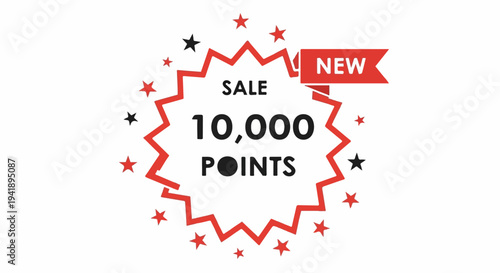 A burst graphic advertises "SALE 10,000 POINTS" with a "NEW" tag