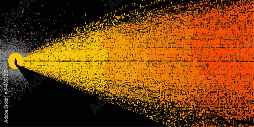 Abstract pixelated city skyline dissolving into particles, representing urban transformation, isolated on transparent background
