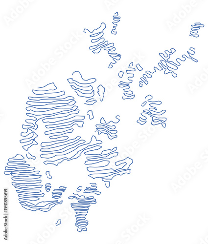 Unique Illustration of the shape of the Orkney islands