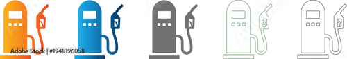 Gas station pump Flat Icon Set Symbol