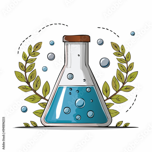 Laboratory Flask with Bubbles.