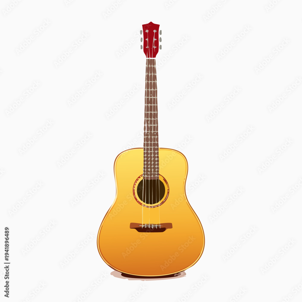 Obraz premium Acoustic Guitar with Red Headstock.