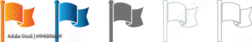 Parade flag Flat Icon Set Symbol