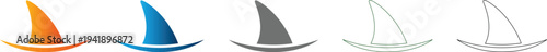 Shark fin Flat Icon Set Symbol