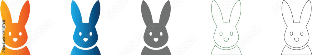 Obraz premium Easter Bunny Flat Icon Set Symbol
