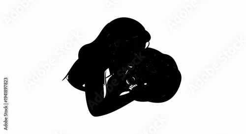A close embrace between two figures in silhouette, highlighting a tender moment