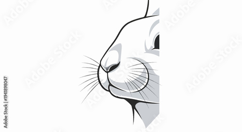 A close-up illustration of a rabbit's face on a white background