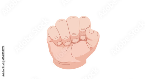 Raised fist gesture in minimalist flat design symbolizing strength and unity