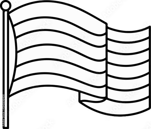 A black and white line drawing of a flag with multiple stripes