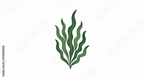 A cluster of wavy, green, blade-like plants in an artistic illustration