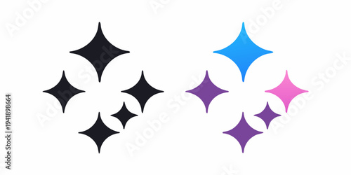 Abstract sparkling gems in black blue purple and pink hues