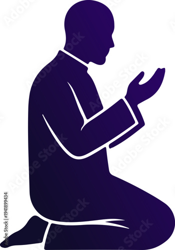 Religious Man Kneeling Prayer Worship Graphic