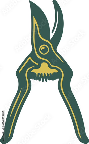 Vintage Pruning Shears Garden Tool Illustration
