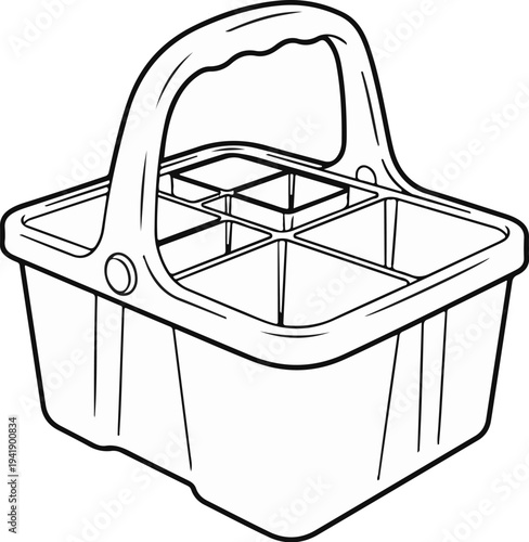 A black and white line drawing of a plastic six-pack carrier