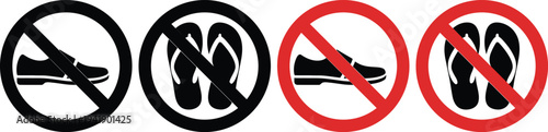 Signs prohibiting the wearing of flip-flops and high-heeled shoes