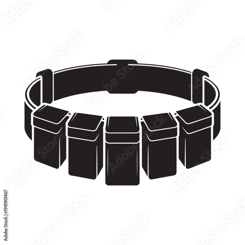 Black and white illustration of a modular bracelet with rectangular links