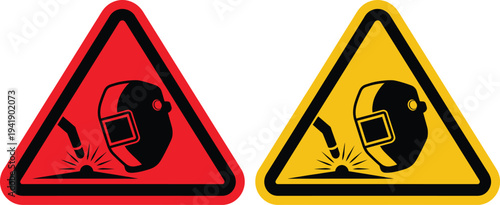 Two warning signs indicating the dangers of not wearing protective headgear.