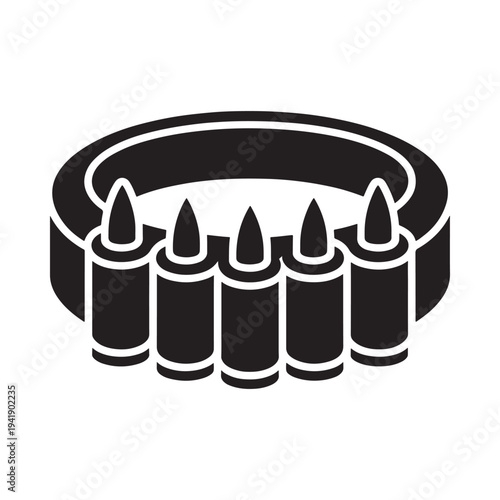 Black and white illustration of a hanukkah menorah with nine candles