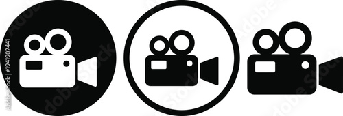 Three distinct icons representing different types of cameras and filming equipment