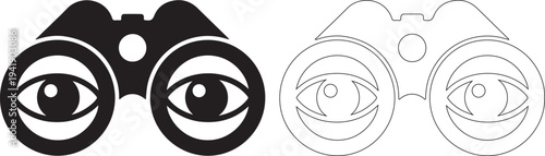 Binoculars with eyes looking through