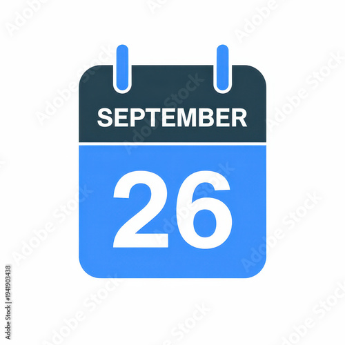 September 26 calendar blue dark gray
