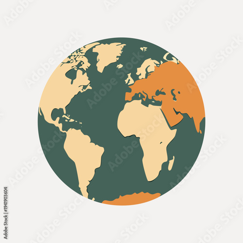 Globe Illustration with Continents.