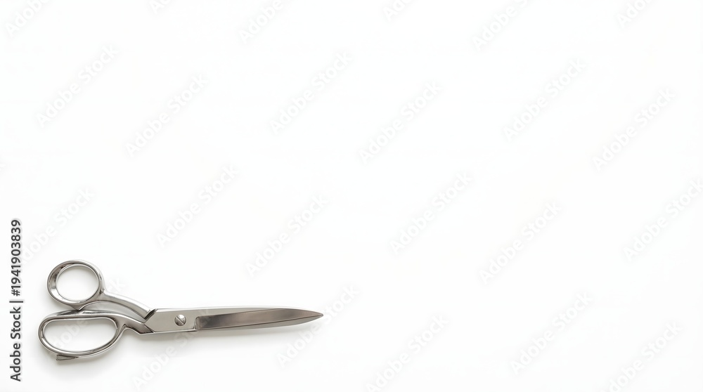 Fototapeta premium Sharp stainless steel scissors on white background for cutting tasks