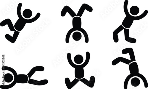 A collection of various handstand and acrobatic positions illustrated in black and white