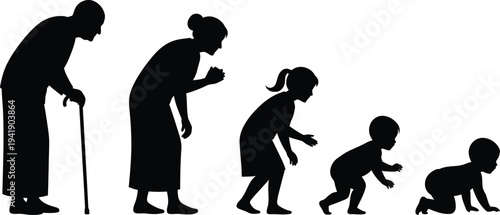 Human life cycle silhouette illustration