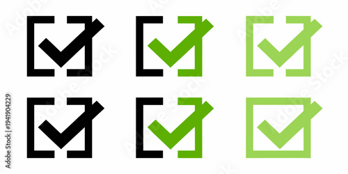A series of checkmark icons in varying colors and shades