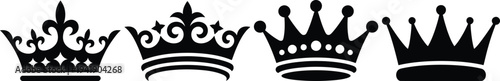 Four distinct crowns with unique designs and embellishments