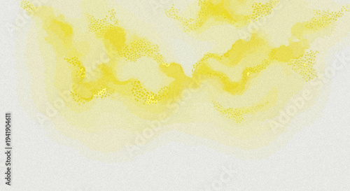 Abstract Yellow Watercolor Splashes and Swirls on Textured Paper Background